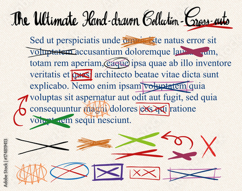 Different designs of ultimate hand-drawn collection cross-outs