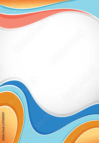 Background design with waves in many colors