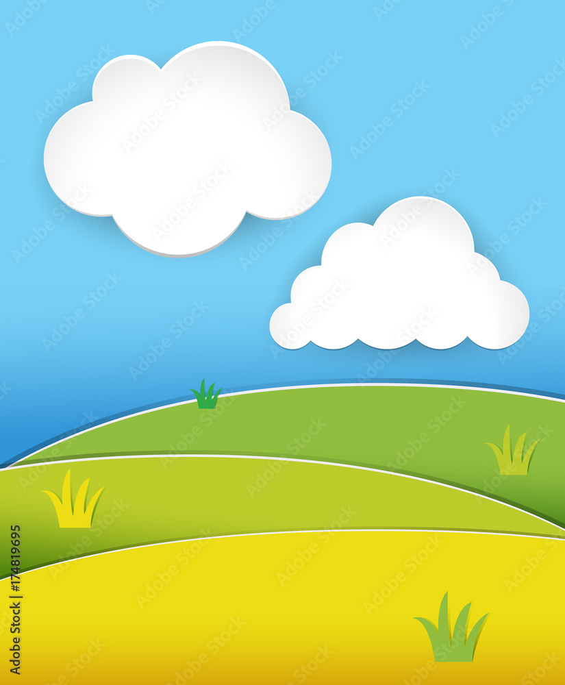 Green hills at daytime with blue sky