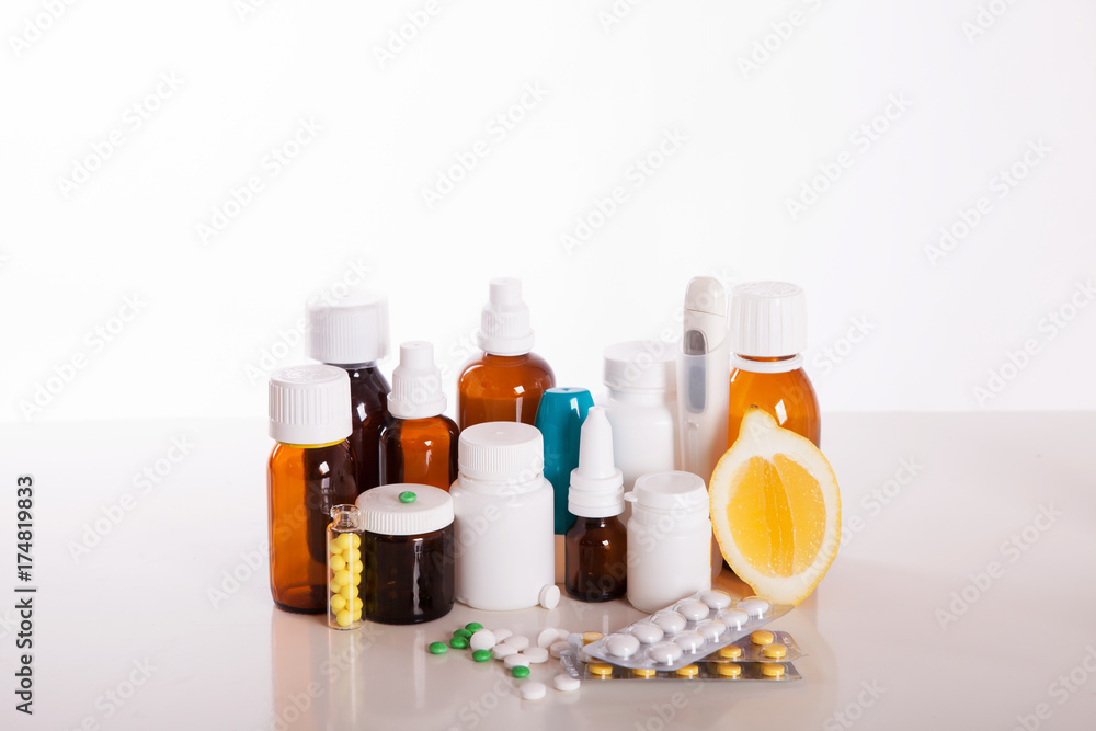 Plastic bottles with medicine Plastic bottles with medicine