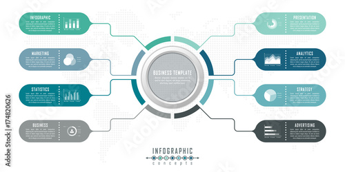 Abstract infographic timeline business template with options, parts, steps or processes. Vector infographic illustration can be used for chart, diagram, web design, presentation, workflow layout