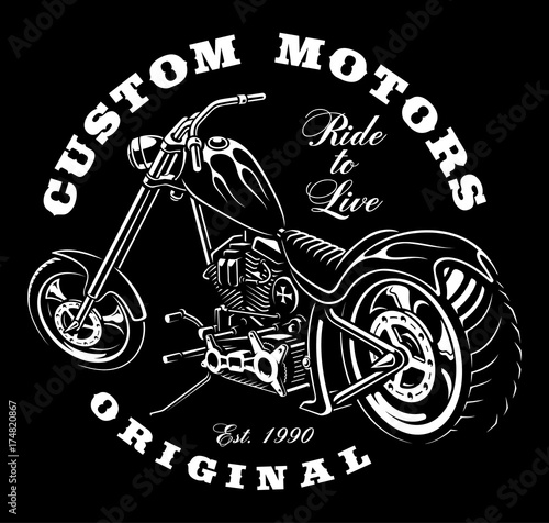 Motorcycle chopper on dark bakcground