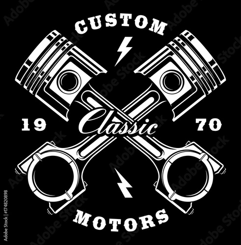 Vintage crossed pistons on dark background