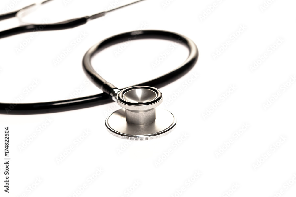 Close up view of stethoscope isolated on white background. Close up view of stethoscope isolated on white background.