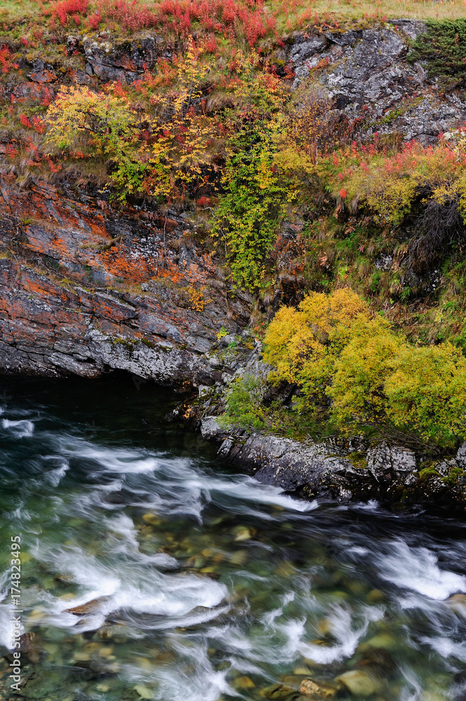 Schlucht der Driva im Herbst, Detail, Dovrefjell, Norwegen Schlucht der Driva im Herbst, Detail, Dovrefjell, Norwegen