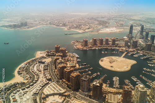 Aerial view of Doha, Qatar - august, 25, 2017