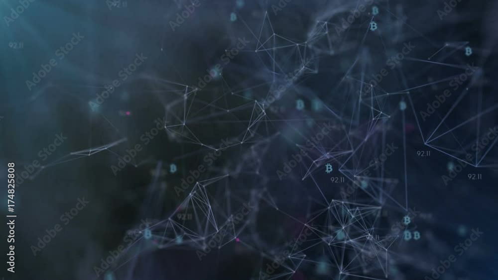 bitcoin revolves in the world monetary system.cinematographic background. seamless loop.