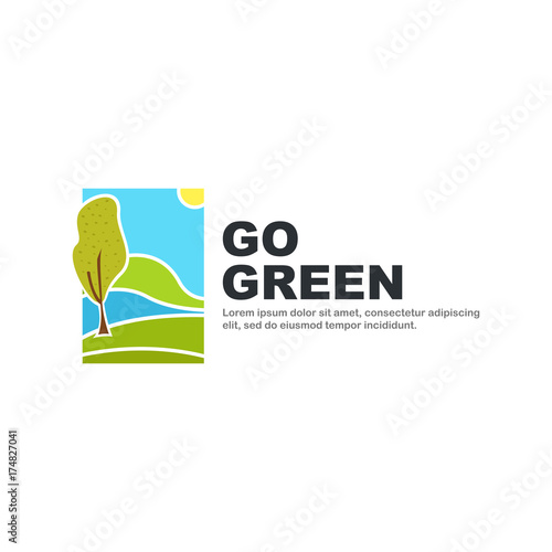 Go green logo template. Nature symbol isolated on white background.