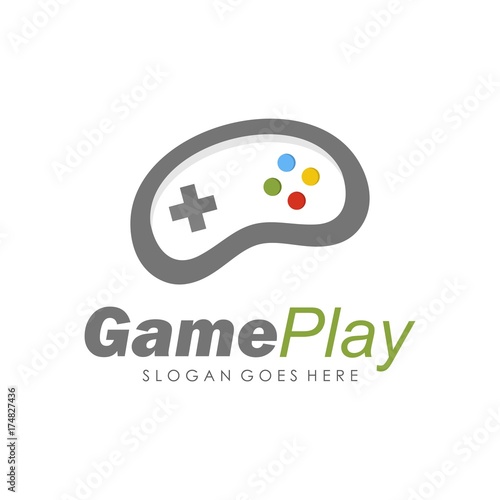 Game console and video games stick logo design template