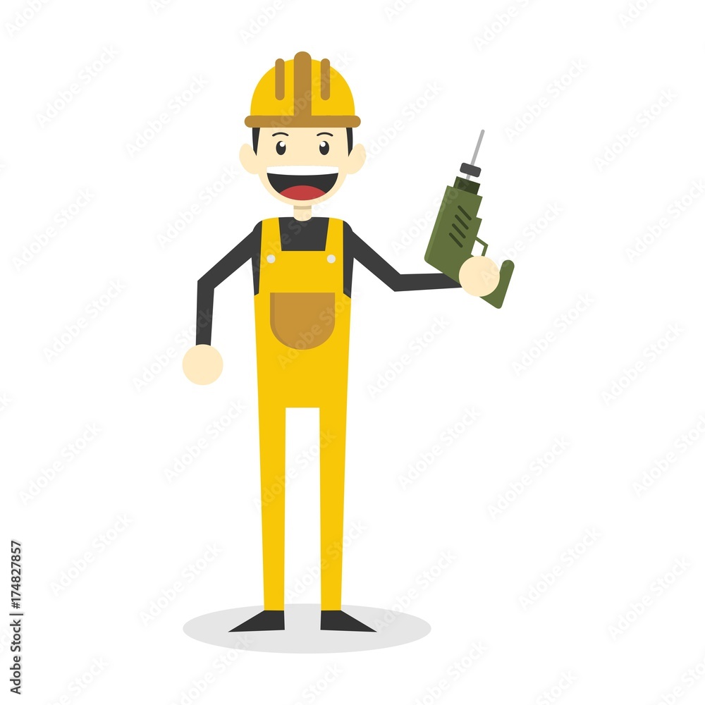 Construction worker character design illustration 
