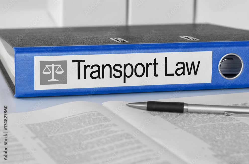 Blue folder with the label Transport Law Blue folder with the label Transport Law