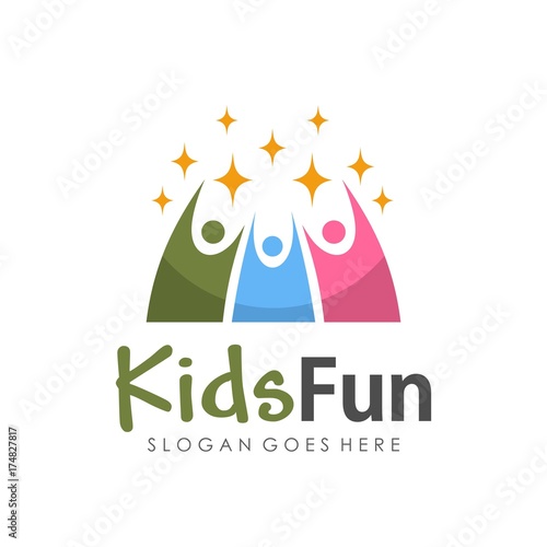 Kids fun and child logo design template
