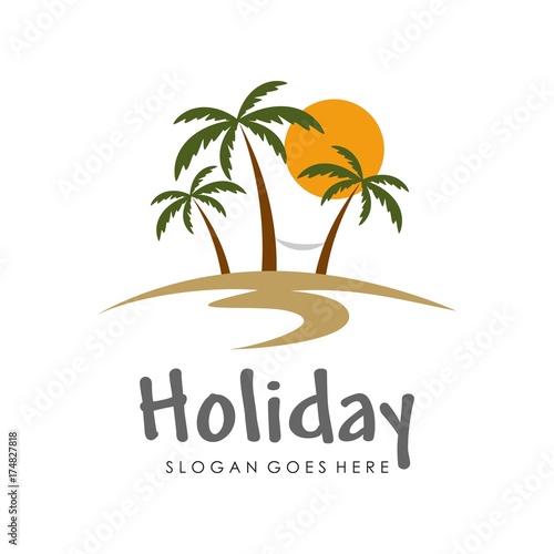 Tropical island, holiday and traveling logo design