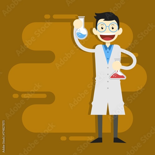 Laboratory staff character design illustration