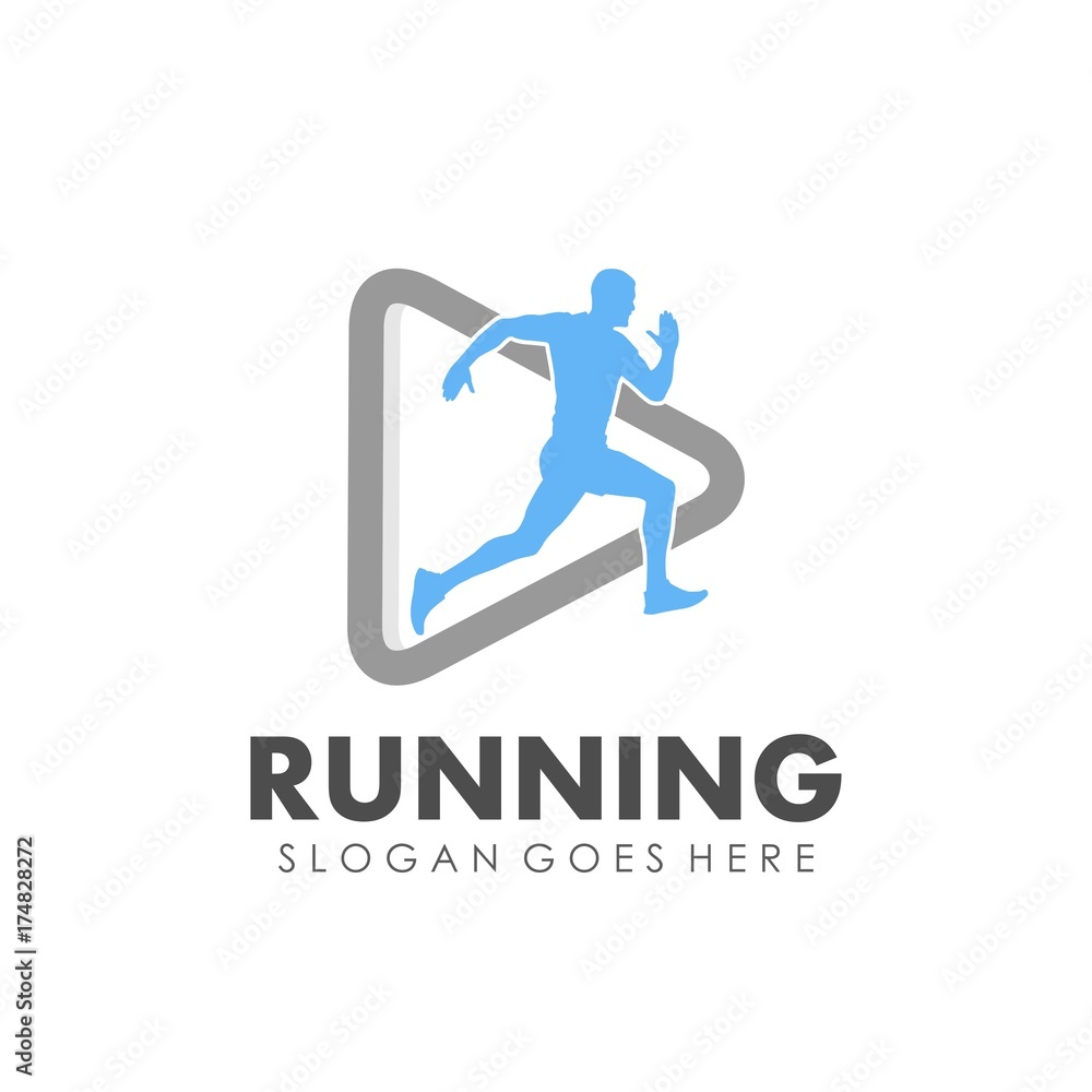 Running and marathon logo design template