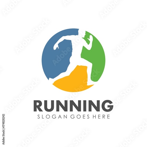 Running and marathon logo design template