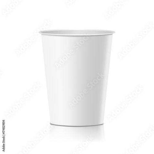 Coffee Paper Cup Vector. Empty Clean Paper Or Plastic Container For Drink. Isolated Illustration