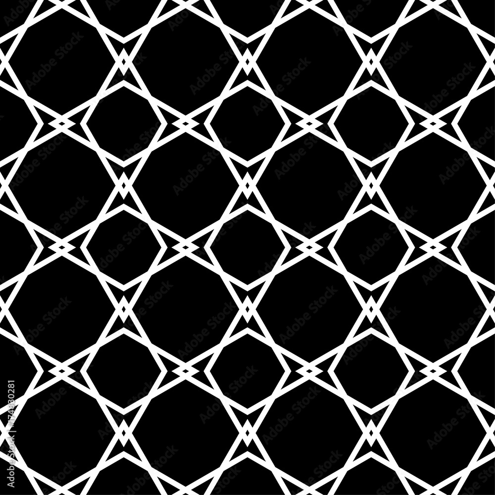 Fototapeta premium Black and white geometric ornament. Seamless pattern