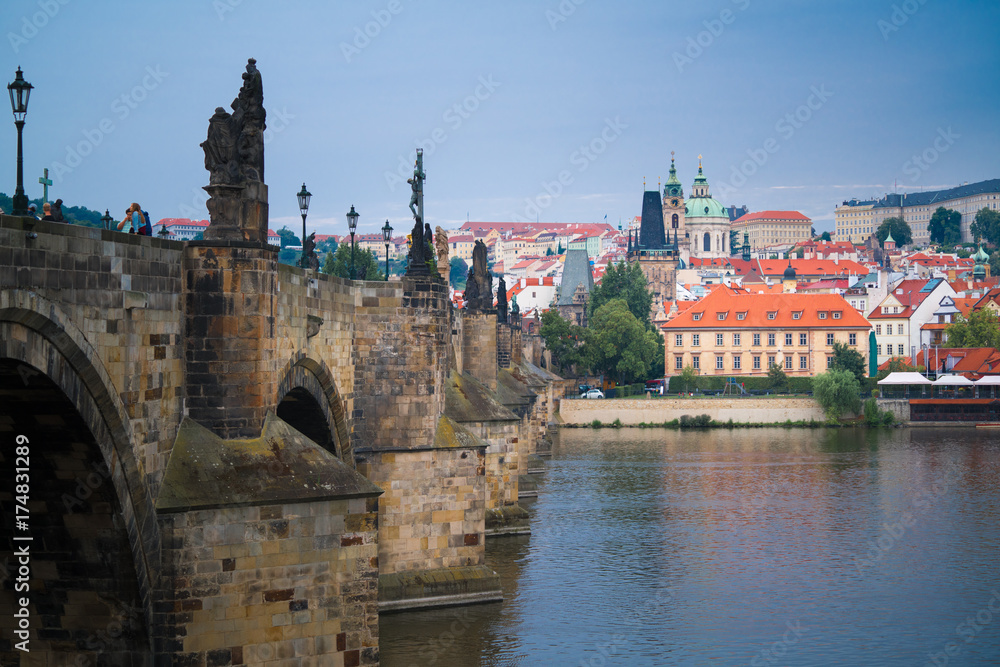 The beautiful landscape of the old town, Prague Castle and Hradcany in Prague, Czech Republic.