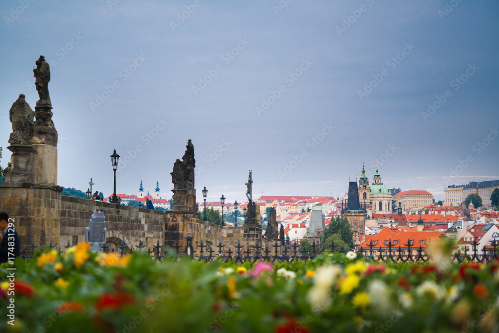 The beautiful landscape of the old town, Prague Castle and Hradcany in Prague, Czech Republic.