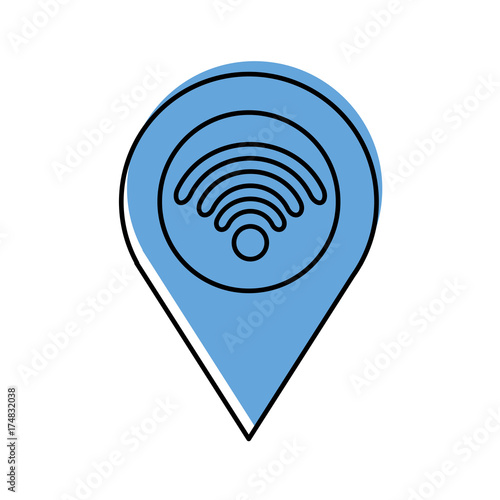 pointer map with wifi internet signal connection