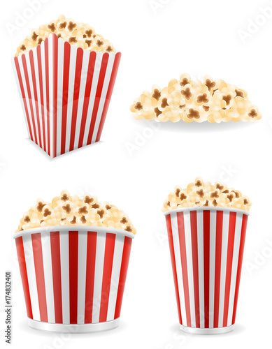 popcorn in striped cardboard package stock vector illustration