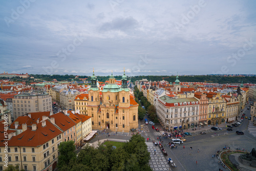 The beautiful landscape of the old town, Prague Castle and Hradcany in Prague, Top view at Czech Republic.