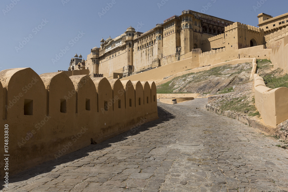 Obraz premium Amber Fort near Jaipur in Rajasthan, India. Amber Fort is the main tourist attraction in the Jaipur area.