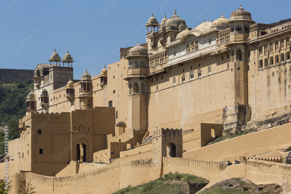 Amber Fort near Jaipur in Rajasthan, India. Amber Fort is the main tourist attraction in the Jaipur area.