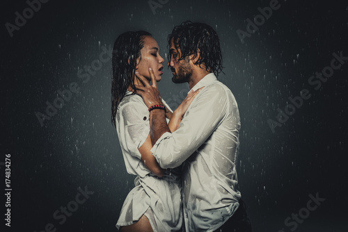 Couple under the rain photo