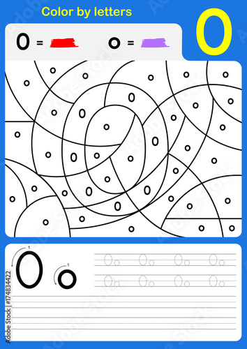 Color by letter alphabet worksheet : Color and Writing A-Z