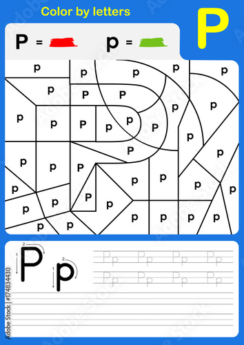 Color by letter alphabet worksheet : Color and Writing A-Z