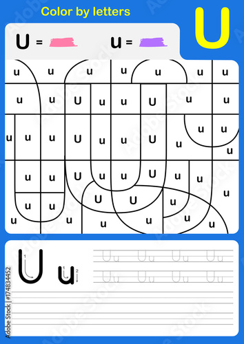 Color by letter alphabet worksheet : Color and Writing A-Z