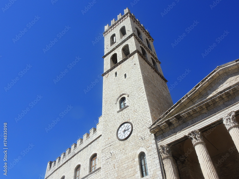 Assisi, Italy, a Unesco world heritage. The palace called the captain of the people and  the tower