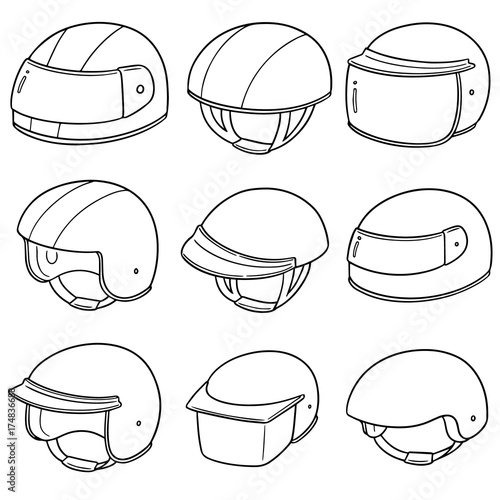 vector set of motorcycle helmet