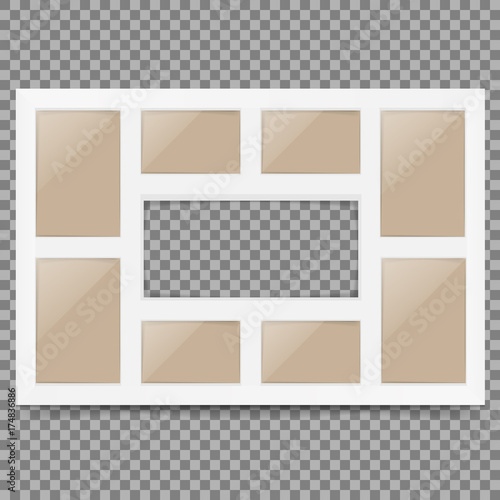 Multi frame set with empty space. Photo frame. Photo frame collage. Multi frame for several photos.isolated on background. Vector illustration.
