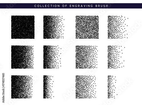 Set Brush stipple pattern for design. Dots black texture