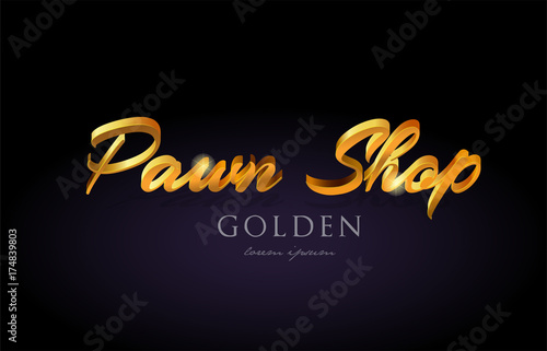 pawn shop gold golden text word on purple background
