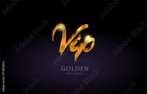 vip gold golden text word on purple background