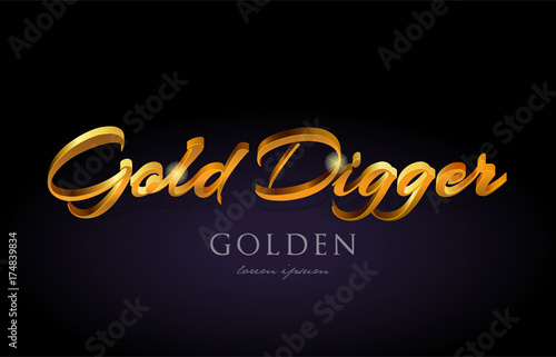 gold digger golden text word on purple background