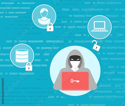 Data protection theme with hacker