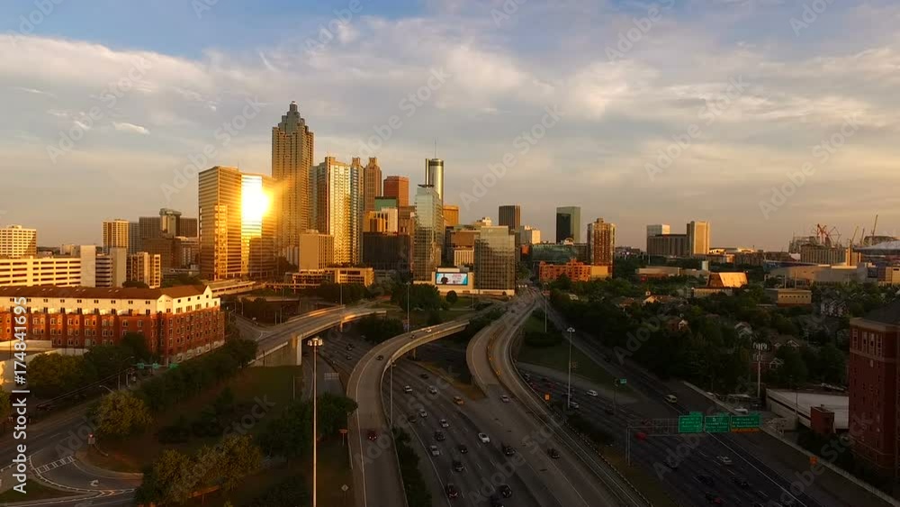 Atlanta Georgia Rush Hour Traffic Dusk Downtown City Skyline Atlanta Georgia Rush Hour Traffic Dusk Downtown City Skyline