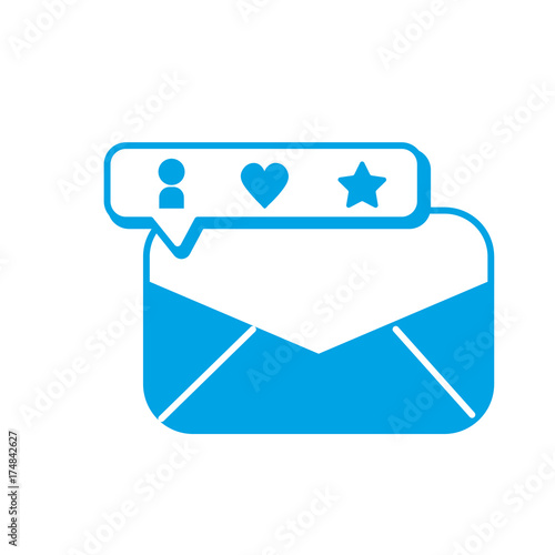 silhouette e-mail message and bar chat bubble