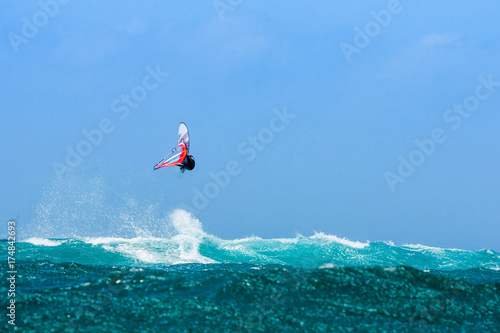 Windsurfer jumping