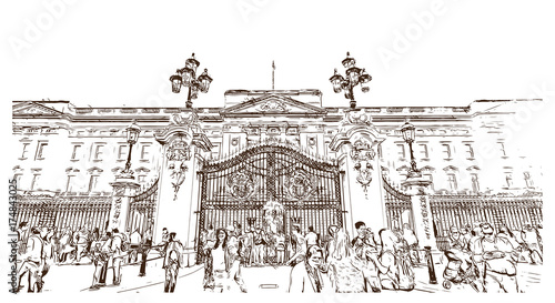 Sketch of Buckingham Palace London UK ( United kingdom, England ) in vector illustration