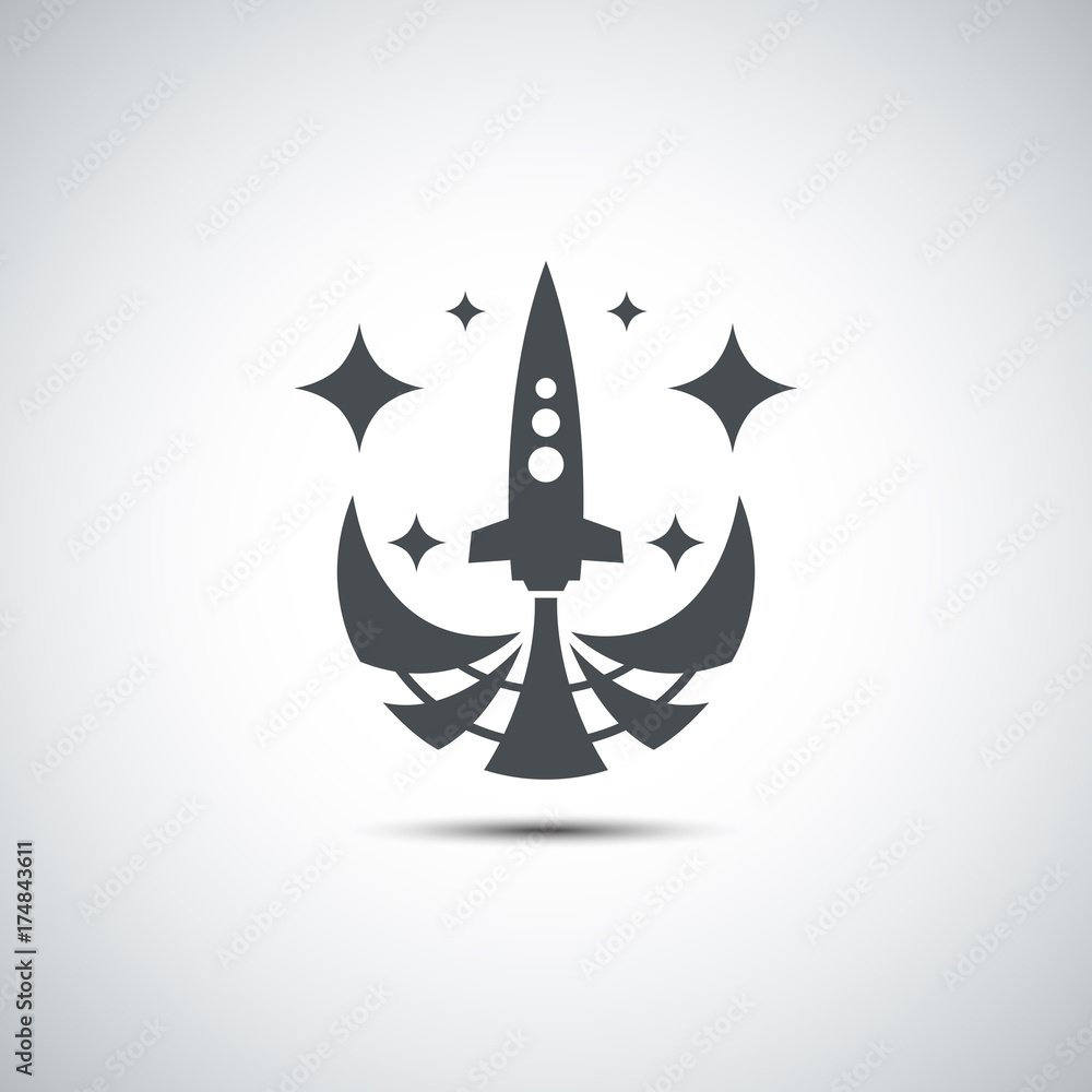 Abstract rocket silhouette with shadow. Abstract rocket silhouette with shadow.
