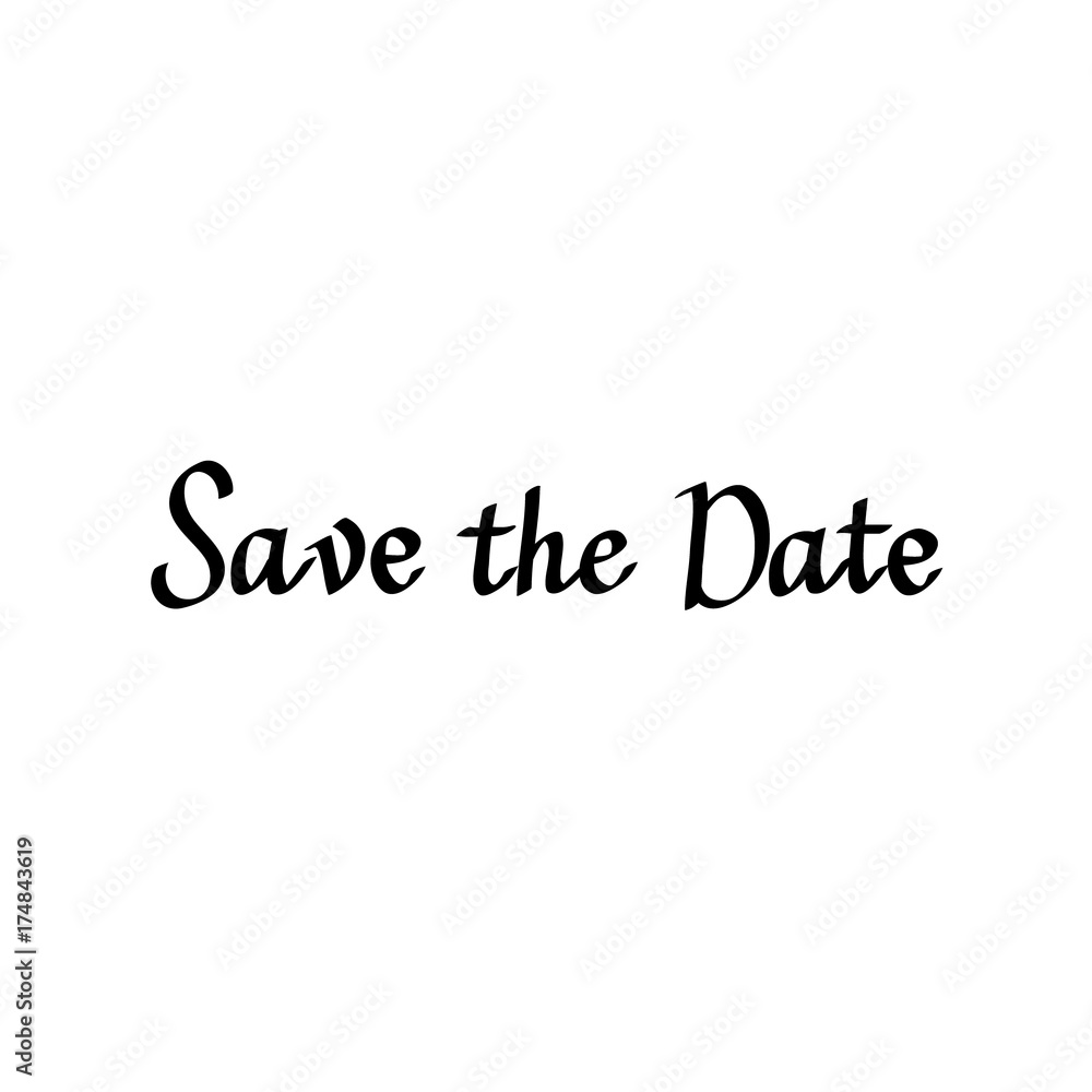 Save the date vector calligraphy digital drawn imitation