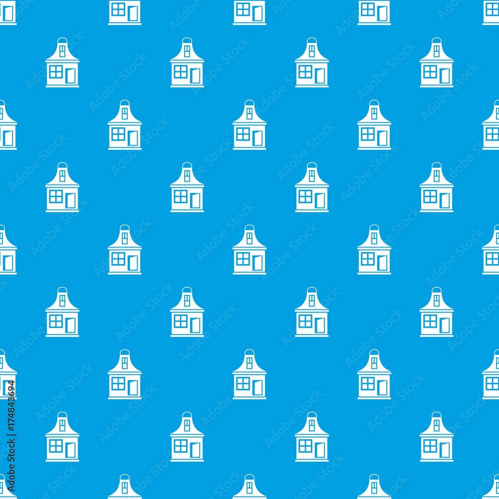 Small house pattern seamless blue