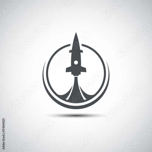 Abstract rocket silhouette with shadow.