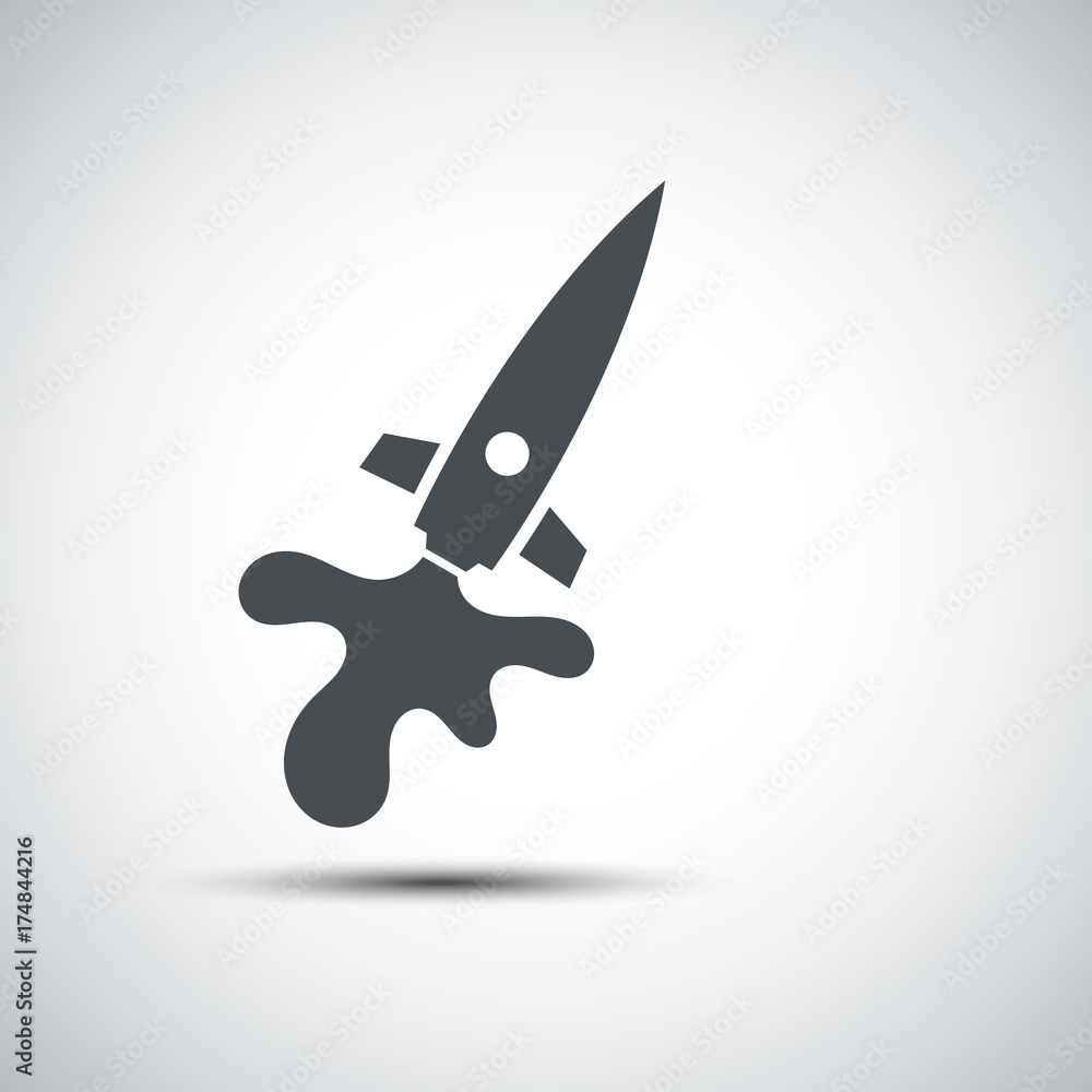 Abstract rocket silhouette with shadow.